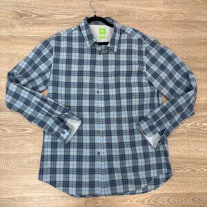 HUGO BOSS C-Briar MODERN FIT Blue Plaid Shirt Men's XL